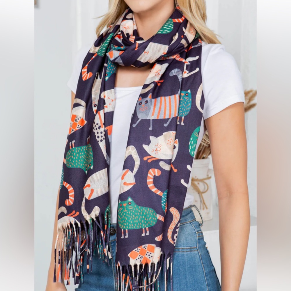 Cute Cats Print Scarf